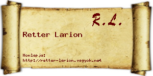 Retter Larion névjegykártya